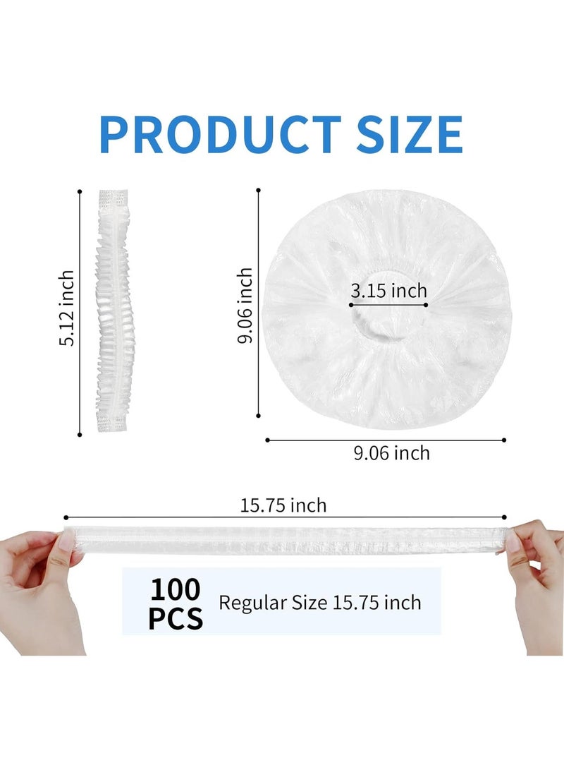 Chabeia 100 PCS Disposable Shower Caps, Plastic Clear Hair Cap, Large Thick Waterproof Bath Caps for Women, Multi-Purpose Thickening Elastic Bath Cap - Image 2